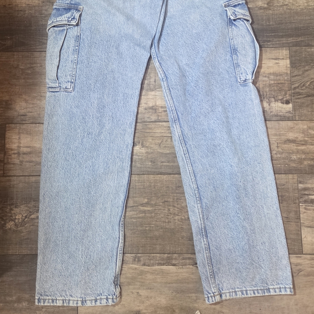 Vintage Chic Berkshka Light Blue Cargo Designer Jeans for Woman - Size 00 Pants - Picture 6 of 10